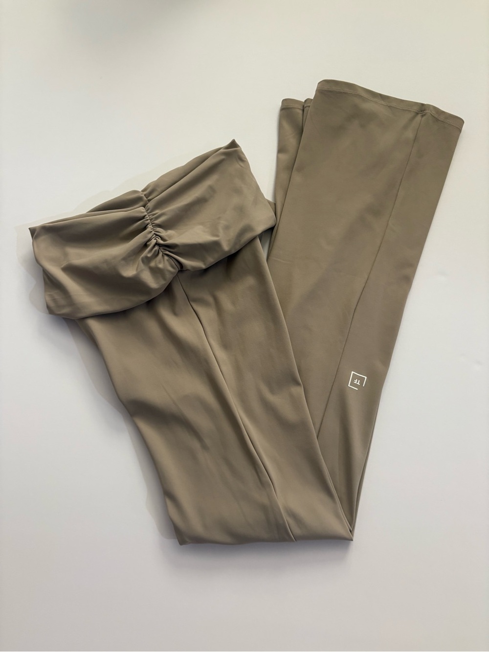 TruFusion Taupe Fold-Over Waist Yoga Pants - Picture 4 of 6